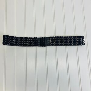 Black Stretch Belt Silver Hardware OSFA